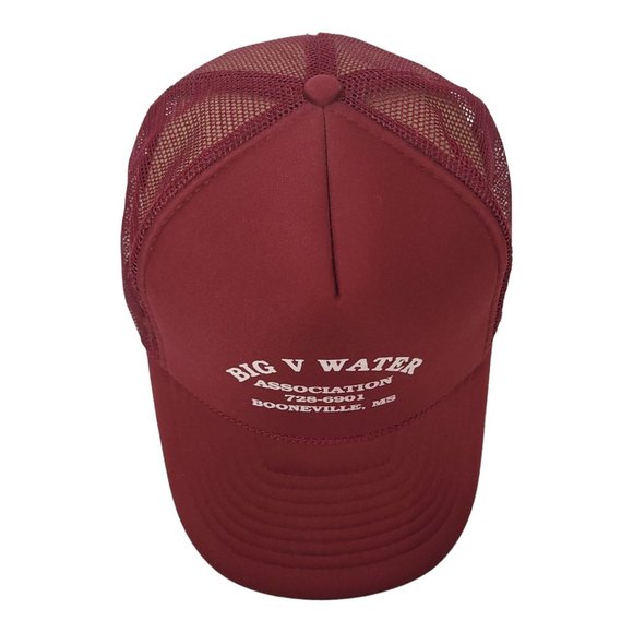 Big V Water Rope Braid Mesh Snapback Cap Trucker Foam Baseball Maroon Hat Nissin - Picture 6 of 13